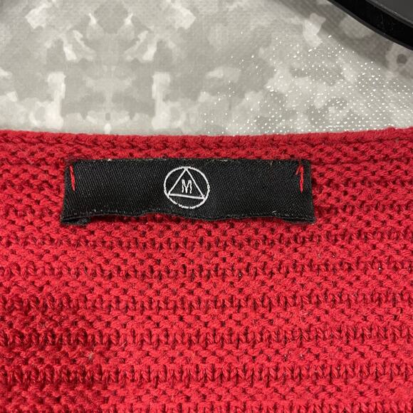 Missguided Asos Red Ribbed V-Neck Oversized Sweater Dress - Size Medium (US 8) - Picture 4 of 6